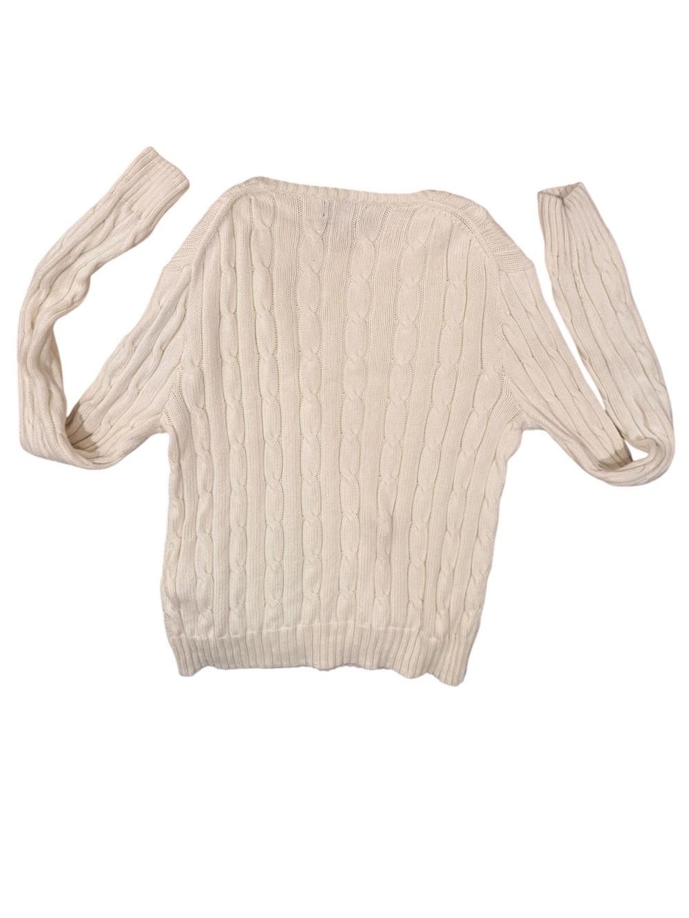 Ralph Lauren Cream Cable-Knit Crewneck Sweater - Women's Sz S - Picture 2 of 4
